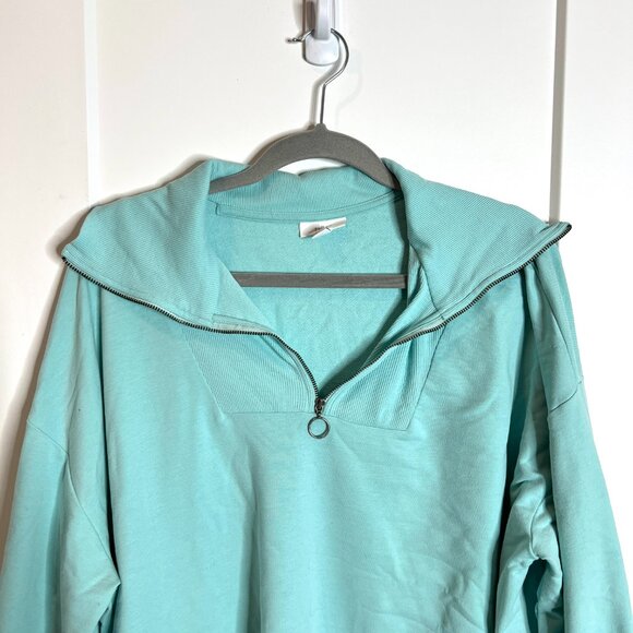 J. Jill Fit Aqua Blue Quarter Zip Pullover Sweater Athleisure Plus Size 2X - Picture 3 of 5